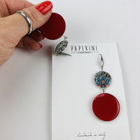 orecchini pendenti india con tondo rosso - Paperini